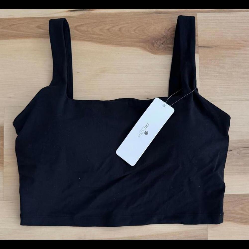 Crz Yoga Black Butterluxe Padded Square Neck Sports Bra Women Size XL